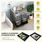 Giantex 20 Drawers Rolling Cart, Mobile Storage Drawer Cart, Classroom Organizer Cart for Office School Supplies Teacher Tools Paper Craft Small Printer, Utility Cart on Wheels, Gradient Grey - Image 7