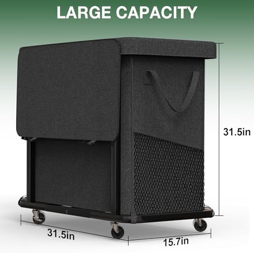 Laundry Basket with Lid,230L Rolling Laundry Hamper with Wheels,Black - Image 6