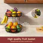Sevenblue 2 Tier Fruit Bowl for Kitchen Counter, Black, Extra Large - Image 2