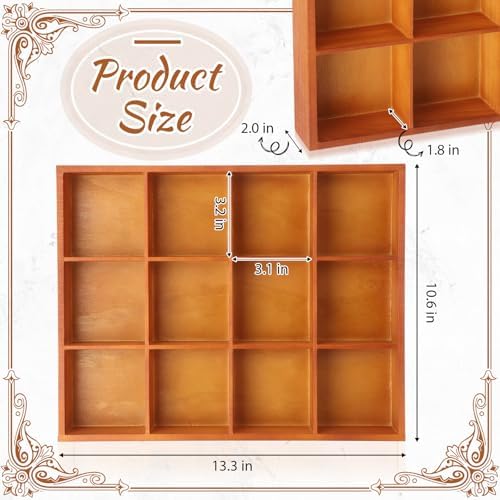 Yookeer 2 Pcs 12-Slot Wood Sorting Tray Grid Display Cabinet - Image 3