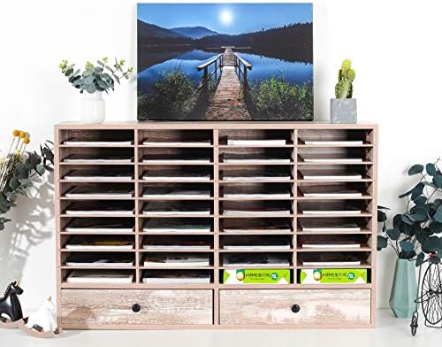 PAG-Mass Mail Sorter Organizer, Wood Literature Organizer, Student Mailbox for Classroom, Desktop Bill Paper Organizer for Office Home School, 38 Compartments, Retro White - Image 5