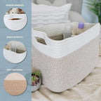 OrganiHaus Cotton Rope Baskets for Shelves, Set of 3, 15x9x10 - Image 3