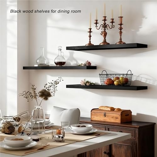 ROGMARS Black Wooden Floating Shelves for Wall 36 Inches Long - Image 5