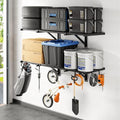 FLEXIMOUNTS 2-Pack 2x4ft Garage Wall Shelving, 8 Hooks, Heavy Duty, Black by FLEXIMOUNTS