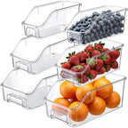LemonRoad 6 Packs Pantry Organizers and Storage Freezer Clear Organizer Bins with Handle Acrylic Organization Bins Stackable Open Front Storage Vegetable Egg Salad Containers for Kitchen Cabinet by Unknown
