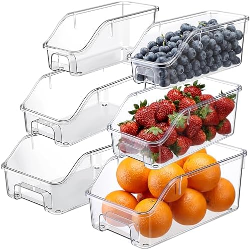 LemonRoad 6 Packs Pantry Organizers and Storage Freezer Clear Organizer Bins with Handle Acrylic Organization Bins Stackable Open Front Storage Vegetable Egg Salad Containers for Kitchen Cabinet by Unknown