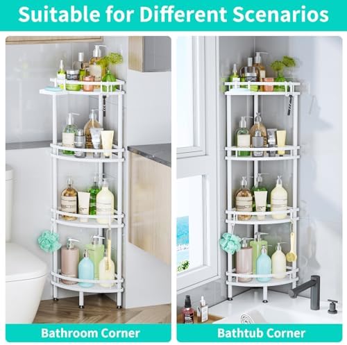 HapiRm Standing Corner Shower Caddy - 4 Tier Large Capacity, White - Image 4
