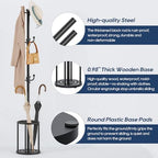 Coat Rack Freestanding, Black Coat Rack with Umbrella Holder, standing hat rack umbrella stand for entryway, coat hanger stand with 12 Hooks, office coat tree for Hat, Umbrella, jacket, Bag, Clothes - Image 5