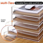 HeZone Paper Organizer, 2 Tier Stackable A4 Size Acrylic Letter Tray, Office/Home/School Organization - Clear - Image 5