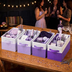Junkin 4 Pcs Purple Collapsible Storage Baskets Cube Storage Bins 14''x10''x9'' Large Closet Organizers and Storages for Shelves Room Decor Colorful Foldable Baskets with Handle for Nursery - Image 5