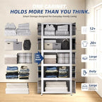 SAILUN 180QT Stackable Storage Bins with Lid, Storage Cabinet 5 Pack White - Image 5