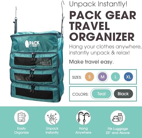 Pack Gear Hanging Carry-On Organizer - Our Fitted Hanging Luggage Organizer Perfectly Fits Any Carry On - Our Packing Cubes For Travel Use Mesh Windows to Make Finding Clothes Easy (Green, M) - Image 2