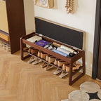 Aibiju Shoe Rack Bench with Cushion, 2 Tiers Wood Shoe Bench with Flip-Top Storage, 39.37in Shoe Rack for Entryway, Hallway, Walnut Color YD-WD062B - Image 7