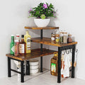 Kitchen Countertop Organizer, 3 Tier Moveable Corner Shelf Kitchen Shelf with Hook, Countertop Organizer for Bathroom, Spice Rack, Bookshelf, Coffee Area, Dresser Table (Brown) by Elevateyourspacenaturally