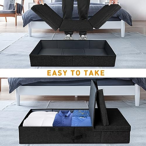 punemi 6 in Tall Under Bed Storage Containers with Lid, 2Pack, Black - Image 2