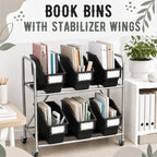 gisgfim 6 Pcs Non-Tip Book Bins with Stabilizer Wings (Black) - Image 4