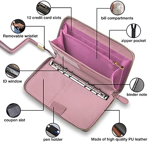 Three Way Cut Cash Envelope Wallet Pink All in One Budget System RFID Blocking with 12x Tabbed Envelopes 12x Monthly Budget Cards 1x Yearly Budget Planner Sheet Complete Money Organizer Set - Image 2