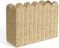 AELS Woven Natural Fibre Magazine Holder, Scalloped Edge Floor Magazine Rack, Hand-woven Organizer, Boho Modern Farmhouse Book Basket, File Newspaper Mail Holder for Office by AELS