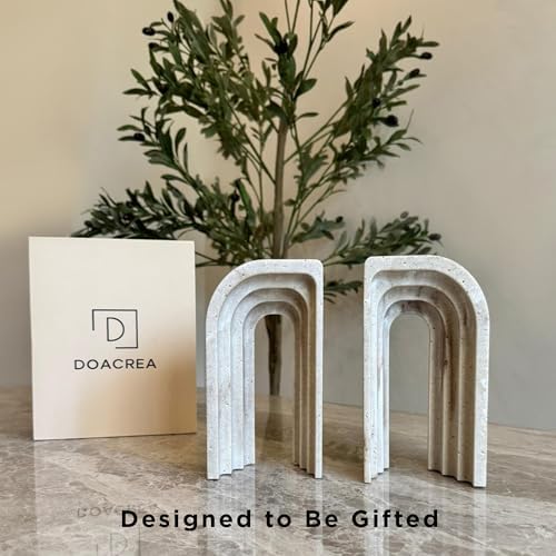 Decorative Bookends for Shelves – Heavy Duty Book Ends for Heavy Books, Stone-Inspired Composite Bookends, Non-Slip Base, Modern Home Office Decor, Gift Box Included, Set of 2 - Image 6