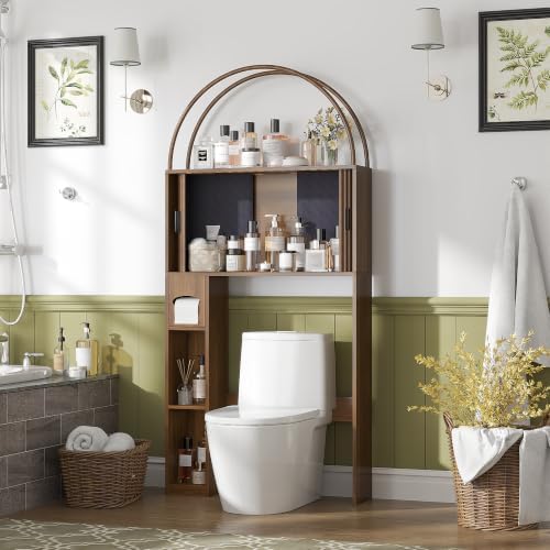 Arched Over The Toilet Storage Cabinet, Bathroom Storage Cabinet, Walnut - Image 6