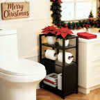 Toilet Paper Holder Stand Black, Freestanding Toilet Paper Holder, Toilet Paper Holder Standing for Bathroom Tissue Holder Roll Holder, Magazines, Wipes - Image 4