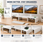 LAPTAIN Dual Monitor Stand Riser with Drawer, Adjustable Desk Organizer - Image 5