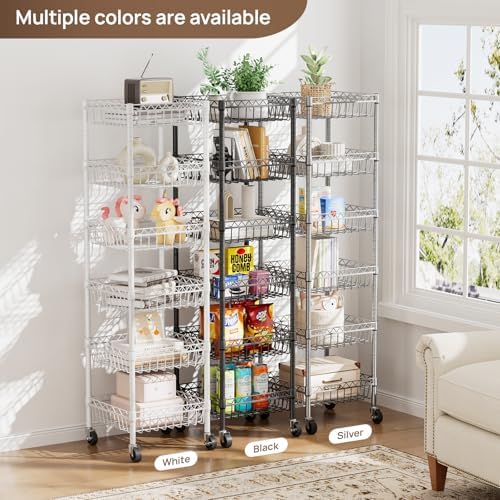 Golpart Basket Shelves Closet Rack with Wheels Metal Pantry Wire Shelf Unit - Image 5