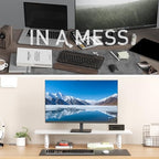 AFOOYO Dual Monitor Stand for Desk, Adjustable Height Wood Computer Riser, Ergonomic Monitor Shelf for Laptop, Printer, TV, Black - Large Storage Space, Sturdy Desk Organizer for Home & Office,White - Image 6