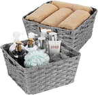 Onlytak 2-Pack Plastic Wicker Kitchen Storage Baskets, 12"x12"x6", Grey by onlytak