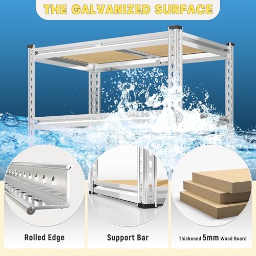 REIBII 2000LBS Storage Shelves 5 Tier Garage Shelving Heavy Duty Metal Shelving Adjustable Garage Shelves for Pantry Closet Kitchen Basement 28" W x 13.8" D x 59.8" H, Silver - Image 5