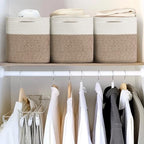 11x11 Cube Storage Bin - 3 Pack Woven Storage Cubes Organizer, 11 Inch Cotton Rope Baskets for Organizing, Square Baskets for Shelves, Baby Nursery Closet Bins, Cubby Toy Box Organizer - Image 4