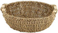 KINGWILLOW 13.39" Seagrass Woven Round Basket with Wooden Handles by KINGWILLOW