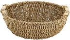 KINGWILLOW 13.39" Seagrass Woven Round Basket with Wooden Handles by KINGWILLOW
