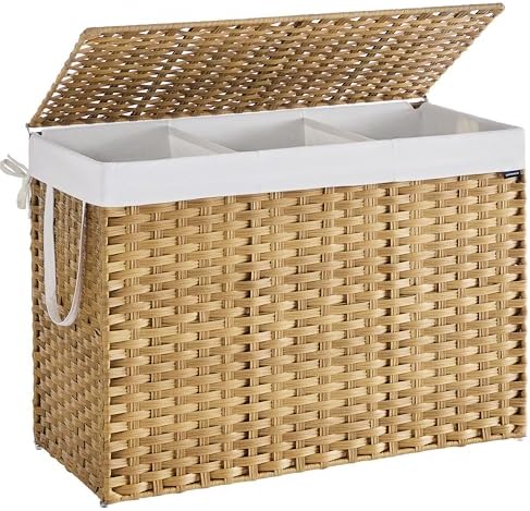 SONGMICS Laundry Hamper with Lid, 52.8 Gal (200 L) Synthetic Rattan,Foldable by SONGMICSbySONGMICSHOME