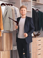 SMARTOR Suit Hangers for Men 8 Pack, Wide Shoulder Wooden Suit Hangers with Non Slip Pant Holder, Wide Hanger for Suit, Coat, Jacket, Gown, Heavy Duty Wood Suit Hanger, Cherry - Image 5