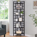 HOMISSUE Corner Shelf, 6 Tier Tall Narrow Bookshelf 76.9", Industrial Corner Bookcase with Storage for Home Office Living Room and Bedroom, Black by Homissue