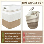 Rectangular Cotton Rope Laundry Hamper 60L Foldable Basket - Image 6