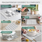 Stone Dish Drying Mat Collapsible Diatomaceous Earth Absorbent Mat Quick Dish Drying Pad Dish Rack Pad Match Any Counter to Multiple Usage for Kitchen,Bathroom - Image 7