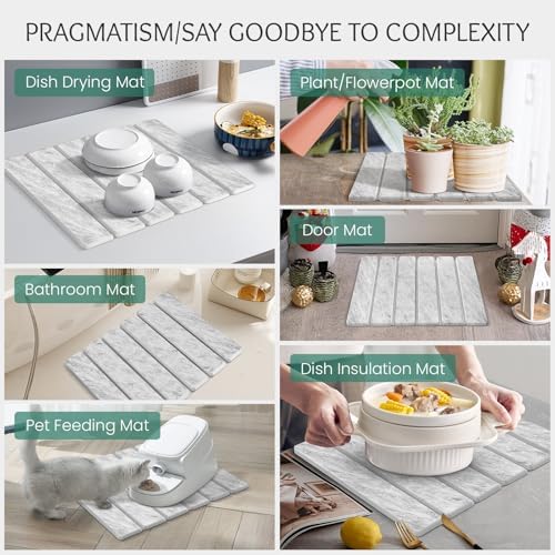 Stone Dish Drying Mat Collapsible Diatomaceous Earth Absorbent Mat Quick Dish Drying Pad Dish Rack Pad Match Any Counter to Multiple Usage for Kitchen,Bathroom - Image 7