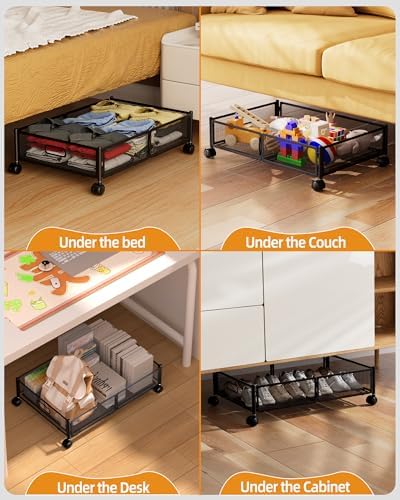 Under Bed Organizer, Storage Bins Under Bed, 60L Underbed Storage Bins for Bedroom Clothes Shoes Blankets (Black, 2 Pack) - Image 4