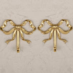 Bow Wall Hooks Brass (2 Pcs) Christmas Wall Decor Gold Hooks Door Hanger Towel Multi-Purpose Hooks for Hanging for Bathroom Living Room Kitchen Decor Christmas Birthday Gift (L) by QIIODATD