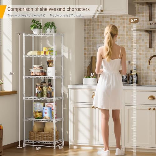 Golpart 6Tier Adjustable Storage Shelves Metal Wire Shelving Standing Shelf - Image 2