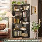 Armocity Corner Book Shelf, 6-Shelf L Shaped Corner Bookshelf with Baffle - Image 4