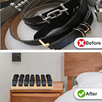 GTI Belt Organizer,2pcs 7 Compartments Belt Organizer for Closet and Drawer, Bamboo Display Case for Tie and Belt, Belt Storage Organizer for Men Women (Wooden) - Image 6
