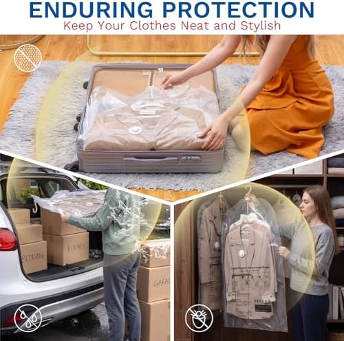 Hanging Vacuum Storage Bags, Space Saver for Clothing, 6 Combo with Pump - Image 4