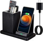 Wireless Charger with Desk Organizer, Wireless Charging Station for iPhone 13/13 Pro Max/13 Pro/12 Series/11/XS Max/XR/X/8Plus/SE 2, Wireless Charging Stand with Leather… (Black) by LADSTAG