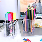 20Pack Clear Acrylic Pen Holder Desktop Pencil Organizer Acrylic Pencil Cup Stationery Office Organizer Makeup Brush Holder - Image 4