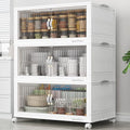 BROVIEW 360Qt Stackable Storage Bins with Lid, Extra Large Closet Organizer Collapsible Drawer Boxes with Wheels, Folding Plastic Cabinet Containers for Home Kitchen Room Organization, 3Pack White by BROVIEW-EnjoytheArtofLife