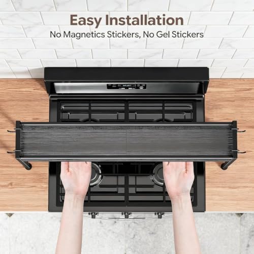 Simple Trending 32.4" Wide Over the Stove Spice Rack with 4 Hooks, Black - Image 2