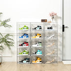 Clear Shoe Organizer,Stackable Shoe Display Case,Shoe Box Storage Bins with Magnetic Door,Fit Shoe Size Up to US 14 (X-Large-3Pack) - Image 4